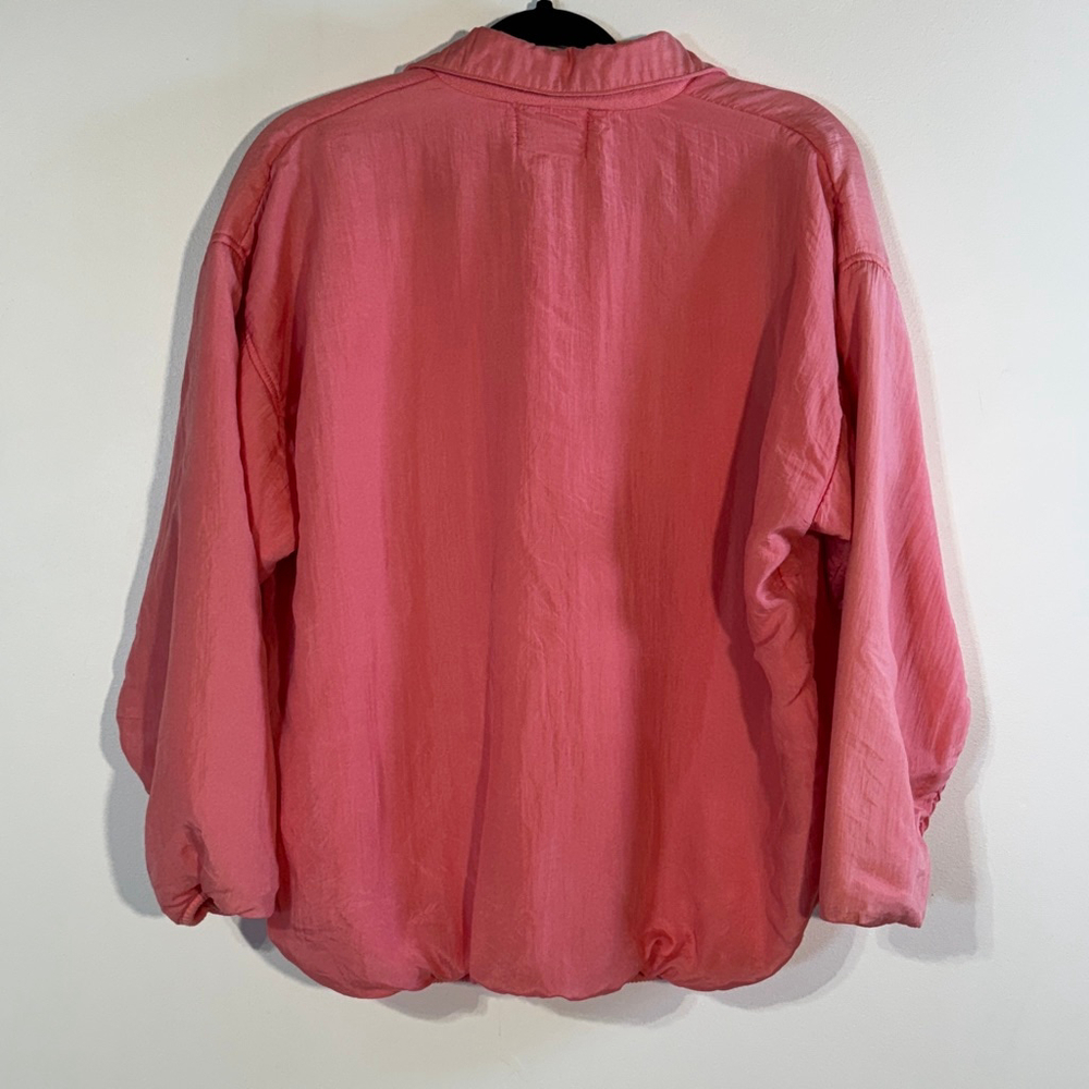 Vintage ML Sport Pink Silk Pullover Jacket Women’s Small Buttons Balletcore - Picture 2 of 8